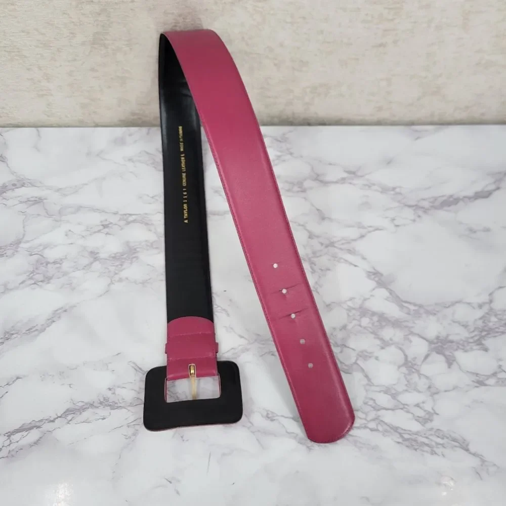 Vintage Wide Oversized Fuchsia Leather Belt for Women